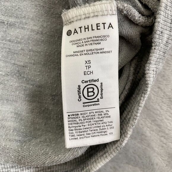 Athleta Sweater Women Extra Small Heather Grey Mindset Sweatshirt Stretch - Picture 6 of 10